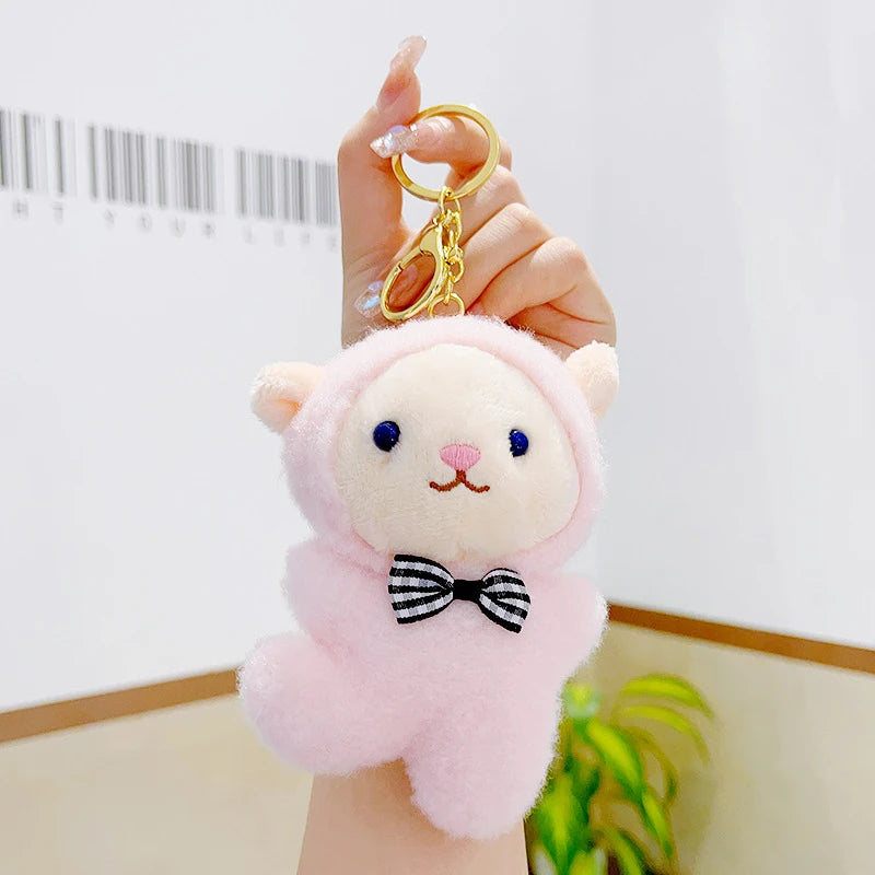 Cute Cartoon Lamb Plush Keychain Creative Kawaii Plush Doll Keychain Pendant Fashion Backpack Decoration Accessories Gifts