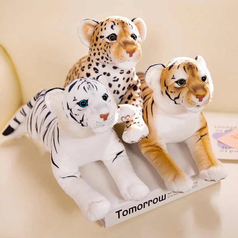 New Simulation Tiger Leopard Plush Toys Soft Wild Animals Simulation White Yellow Tiger Doll Children Kids Birthday Gifts