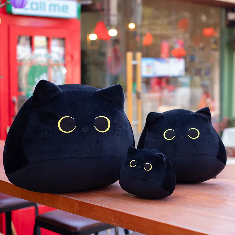 18cm/40cm/55cm Black Cat Shaped Soft Plush Pillows Doll Lovely Cartoon Animal Stuffed Toys Girls Birthday Gifts Ornaments