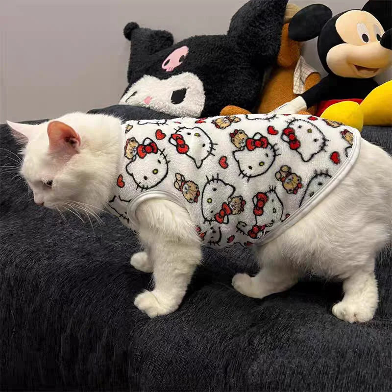 New Kawaii Hello Kitty Cat Sweater Costume Winter Warm Pet Clothes For Cats Pullover Mascotas Clothing Gatos Products For Animal