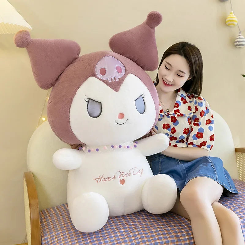 90cm Big Size Kawaii Sanrio Kuromi Cartoon Anime Plush Stuffed Doll Room Decoration Toy Girl Children Birthday Christmas Gift