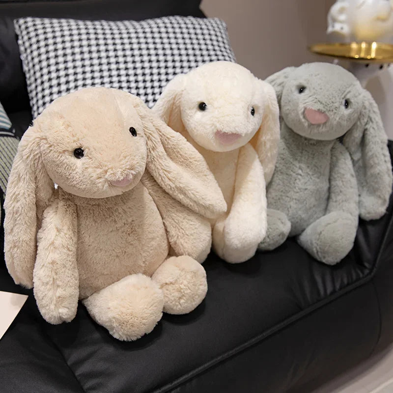 20-45cm Kawaii Long Ears Rabbit Plush Doll Appease Pillow Gray White Brown Healing Rabbit Plushies Toy For Girls Birthday Gift