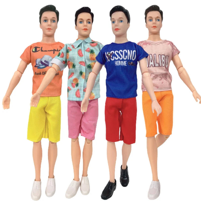 1 Set Ken Doll Clothes Casual Suit Short Pants Shirt Fashion Summer Suit Doll Boyfriend Ken Clothes for 30cm Doll Accessories