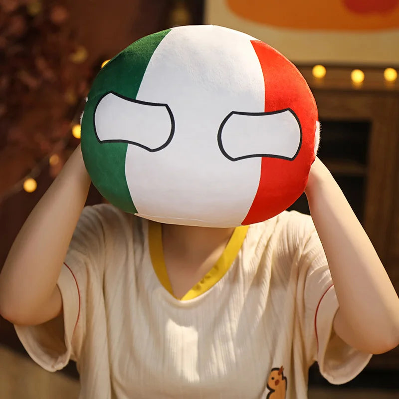 World Flag Throw Pillow Soft Polish Ball Large National Flag Round Pillow Dolls Children's Doll Cushion Plush Toy Christmas Gift