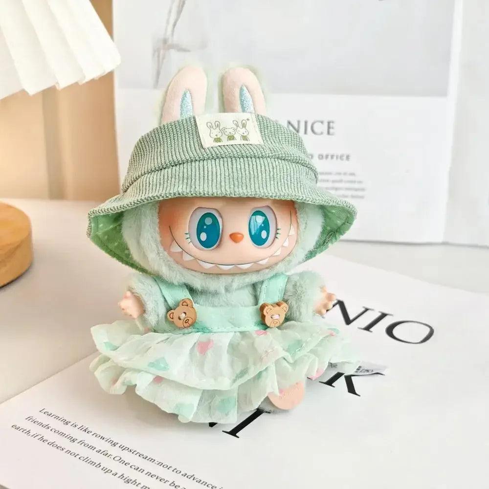 17cm Mini Plush Doll'S Clothes Outfit Accessories For Korea Kpop Exo Labubu V1 V2 Idol baby clothes Wrinkle dress Clothing Gift