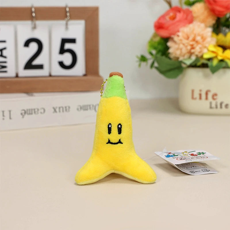 Kawaii Mario Bros Super Star Green Yoshi Mushroom Plush Keychain Cute Anime Triple Bananas Mario Luigi Hat Peluche Dolls Pendant