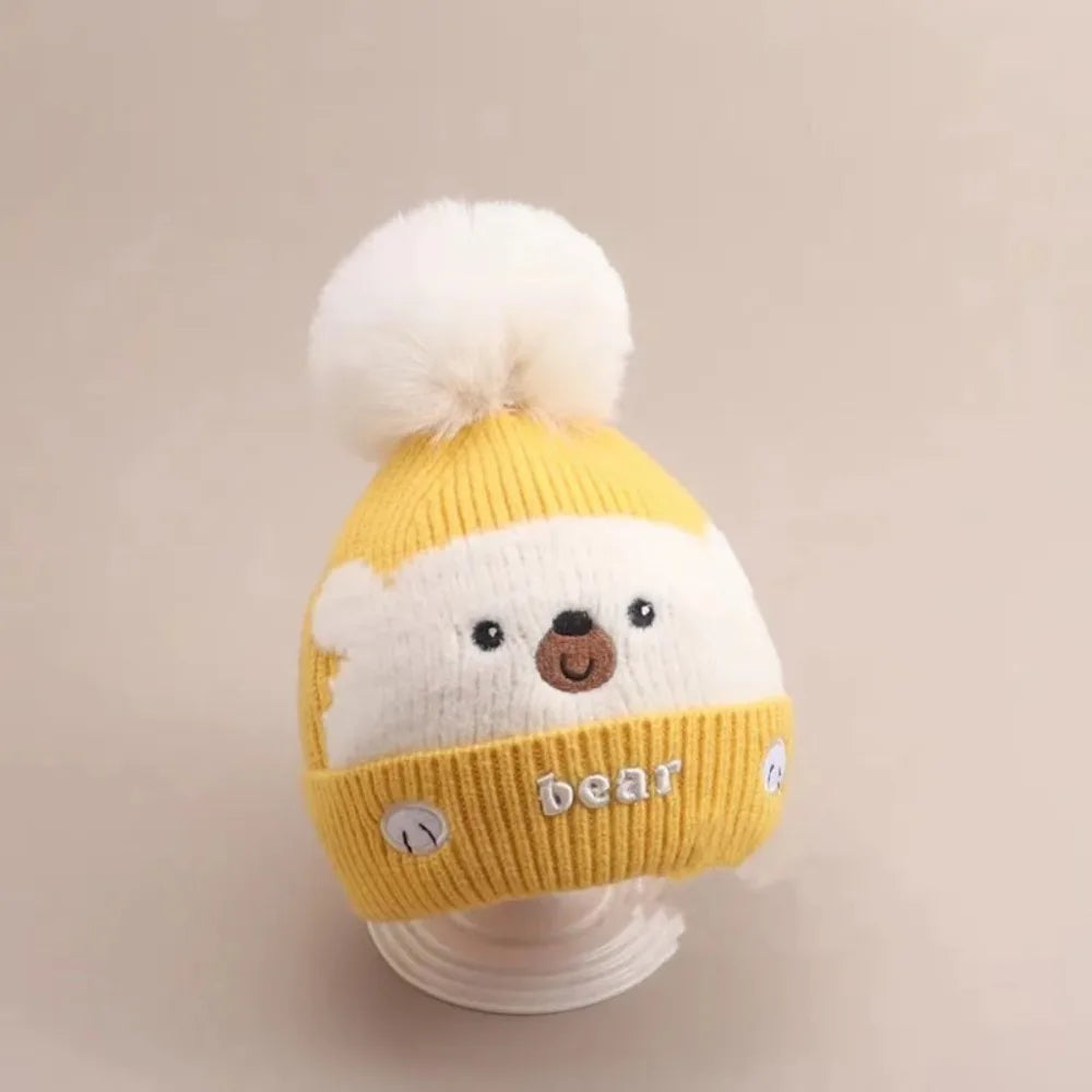 New Thickened Bonnet Caps Winter Warm Plush Pullover Hat Knitted Newborn Ear Protection Cap Autumn Winter