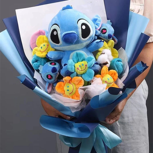 Anime Stitch Winnie Plush Bouquet Stuffed Super Soft Kids Doll Home Decoration Christmas Birthday Valentine Halloween Gifts