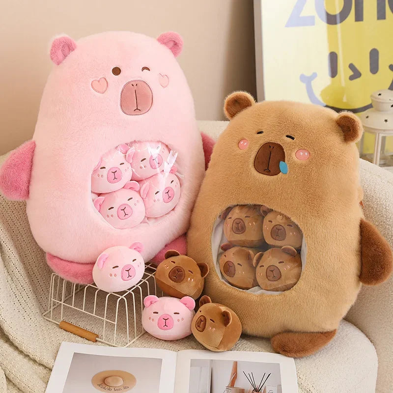 40x45CM Cute Capybara Plush Toy Kawaii Fluffy Capybara Decompression of Porpoise Stuffed Animals Kids Gift Home Decoration