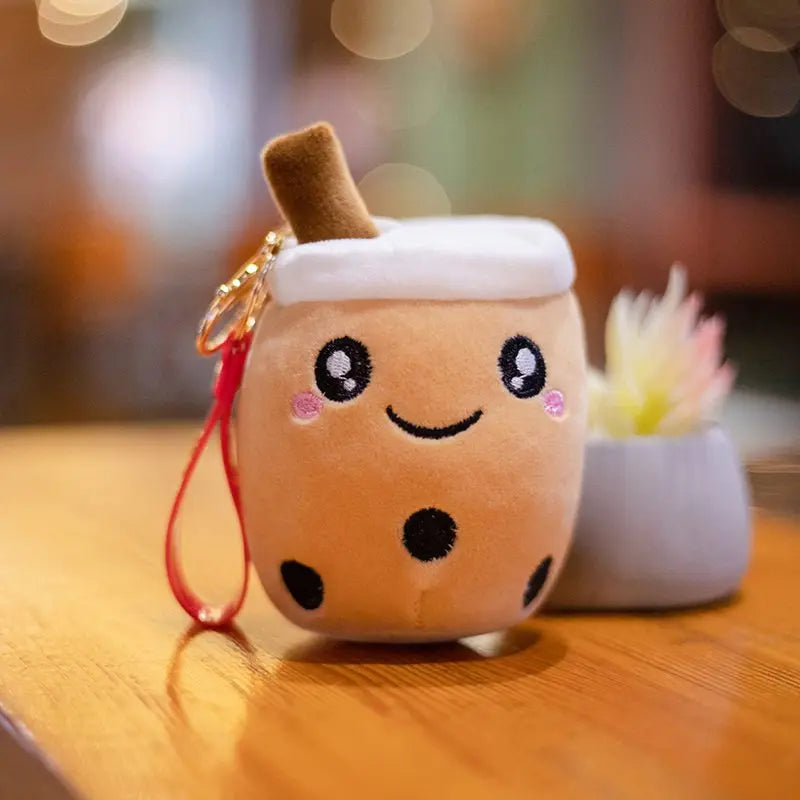 10cm Kawaii Bubble Anime Tea Cup Keychain Soft Plush Toy Stuffed Boba Doll Lovely Backpack Decoration Best Gift for Girls Kids