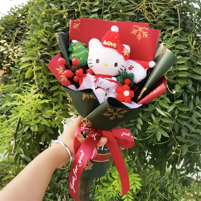 Christma Hello Kitty Plush Toys Bouquet  Kawaii Stuffed Children Plushies Home Decoration Valentine's Day Christmas Birthday Gif