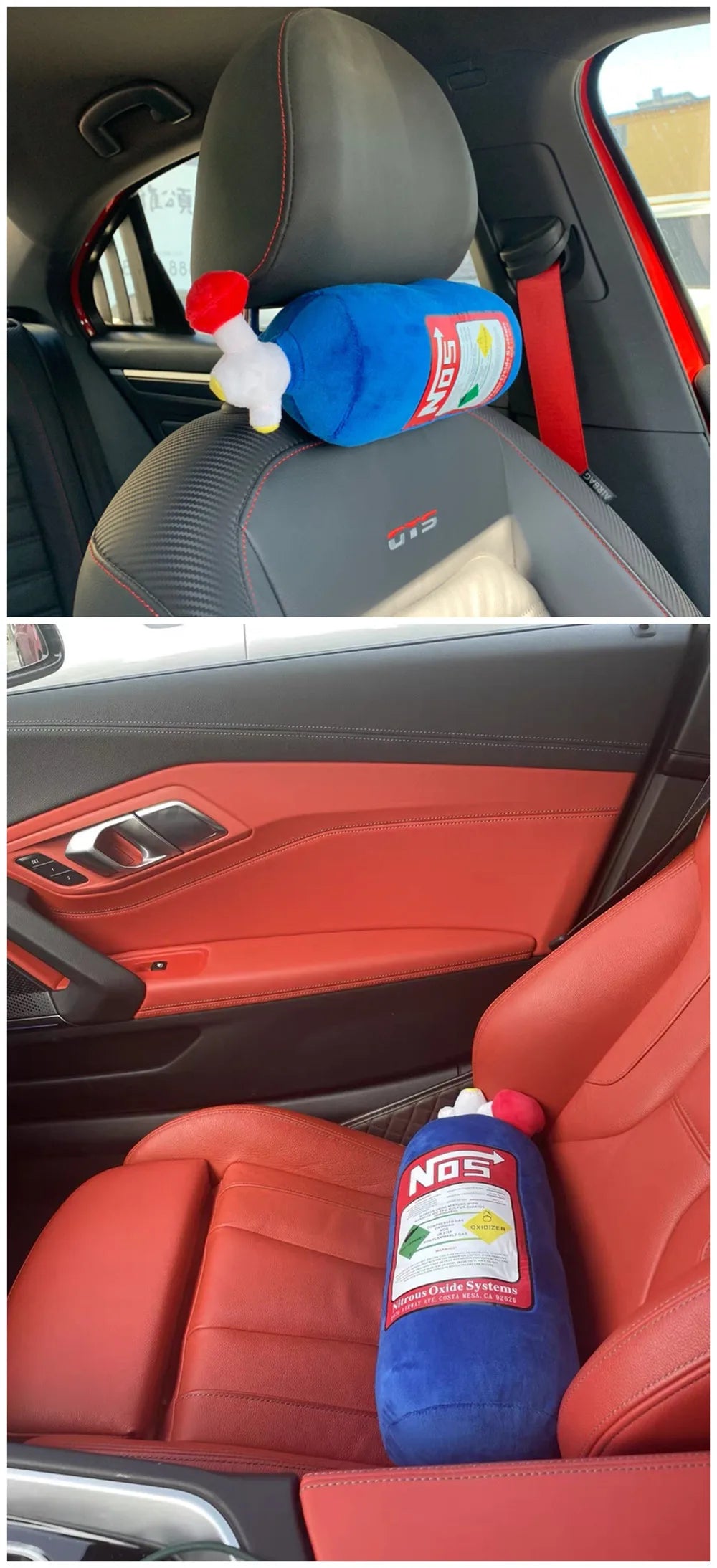 2023 NOS Nitrous Oxide Bottle New Plush Toys Pillow Stuffed Soft Turbo JDM Cushion Gifts Car Decor Headrest Backrest Seat Neck