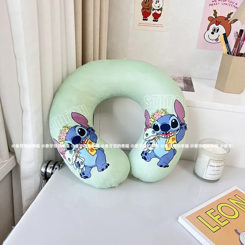 Disney Lilo & Stitch U-shaped Neck Pillow Stitch Angel Comfortable Cartoon Printed Travel Nap Pillow Airplane Office Washable