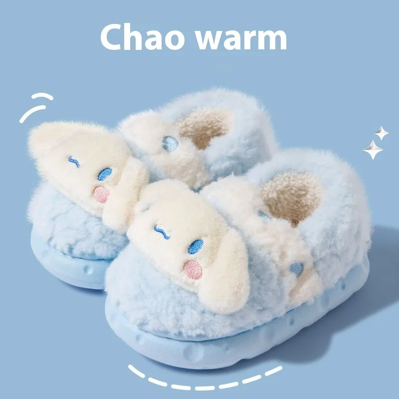 Hello Kitty Children's Slippers Winter Cute Indoor Warm Plush Slippers Sanrio Cute Girl Birthday Gift Anime peripherals