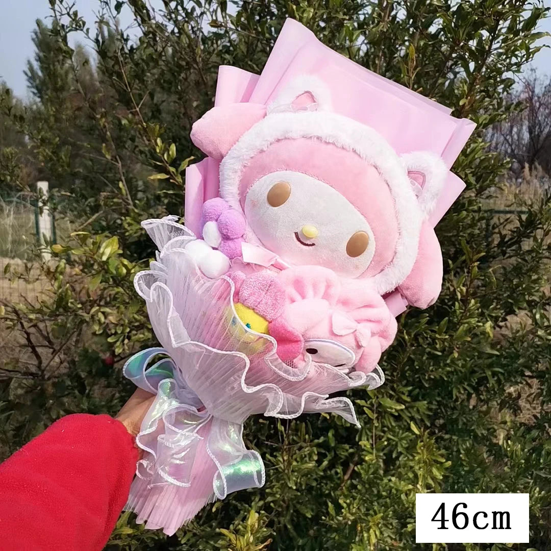 Sanrioed Kuromi My Melody Cinnamoroll Hello Kitty Anime Doll Toy Cartoon Plush Bouquet Valentine's Day Christmas Graduation Gift