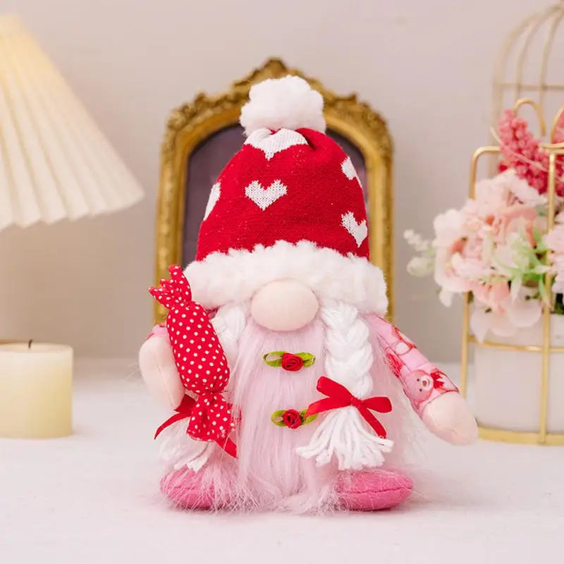 Valentine Gnome Plush Doll Valentine's Day Cuddly Plush Faceless Gnome Desk Centerpieces Romantic Gnome Doll Seasonal Decoration