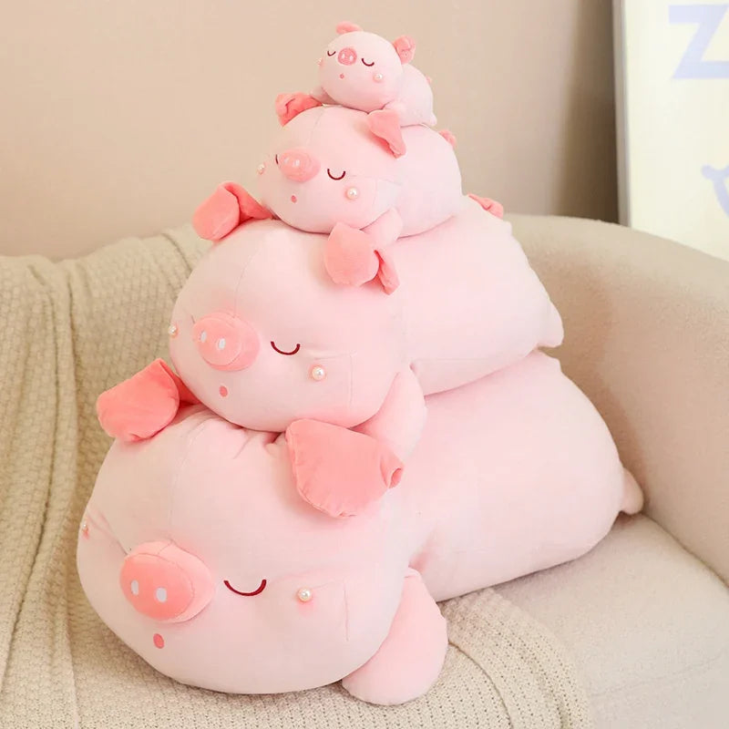 New Kawaii Pink Piggy Doll Stuffed Inside the Shell Plush Toy Pig Hided in the Conch Birthday Present