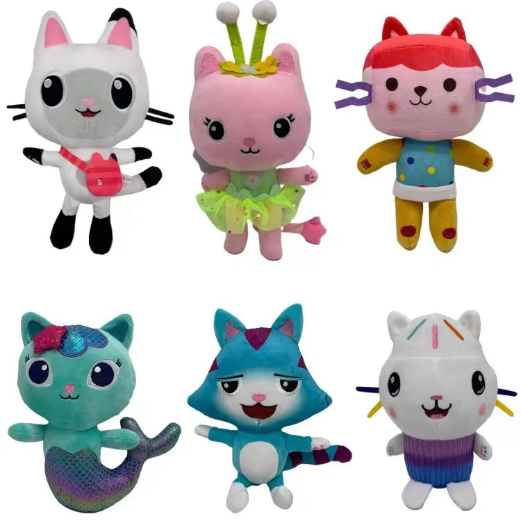 Kawaii Gabby Dollhouse Plush Toy Mercat Cartoon Stuffed Animals Smiling Cat Car Cat Hug Gaby Girls Dolls Birthday Xmas Gifts