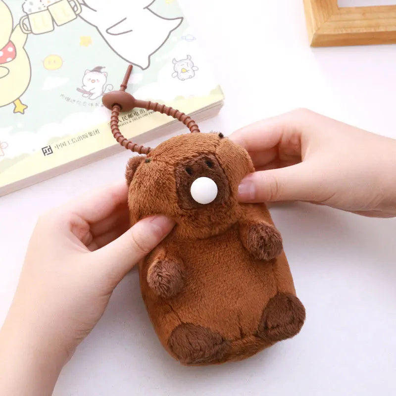 Squeezing Capybara Plush Keychain Pendant Simulation Capibara Anime Fluffty Toy Stuffed Animals Doll Plush Stress Relief Toy