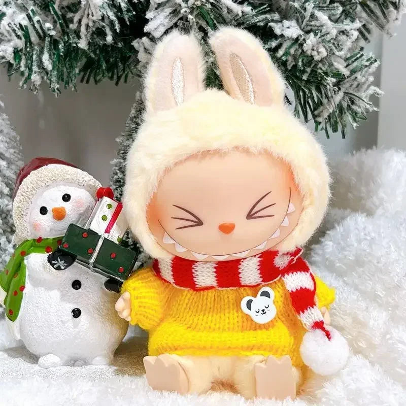 17cm Mini Plush Doll'S Clothes Outfit Accessories For Labubu Idol V1 V2 Christmas winter dress up sweater scarf Clothing Gift