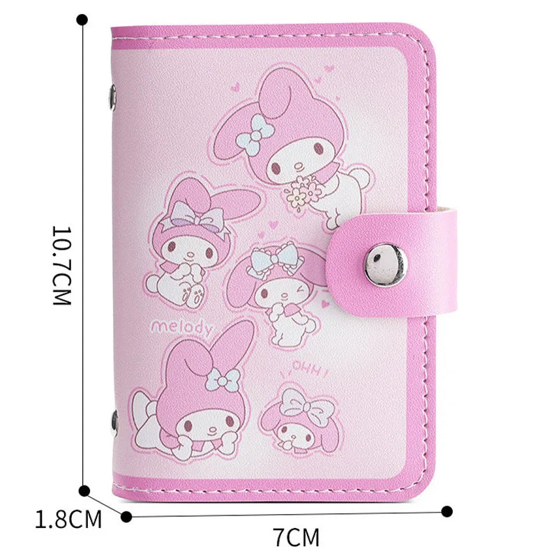 Kawaii Sanrio Wallet Bag Hello Kitty Bank Card Bag Id Credit Card Holder Cartoon Kuromi My Melody Cinnamoroll Bag Pu Mini Album