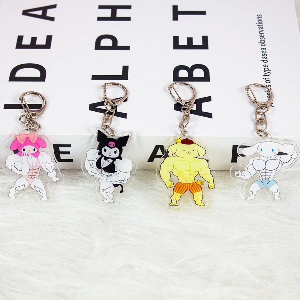 Anime Sanrio Acrylic Muscle Keychains - Plushy Mart