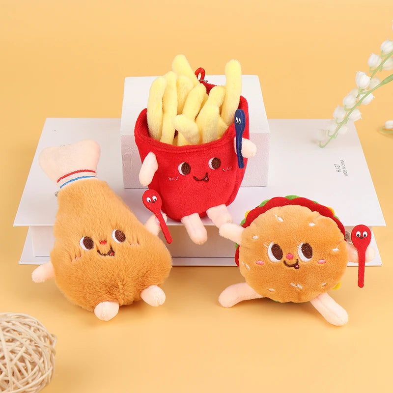 1Pc Food Plush Keychain Hamburger Hot Dog French Fries Doll Soft Stuffed Plush Pendant Kid Gifts Toys