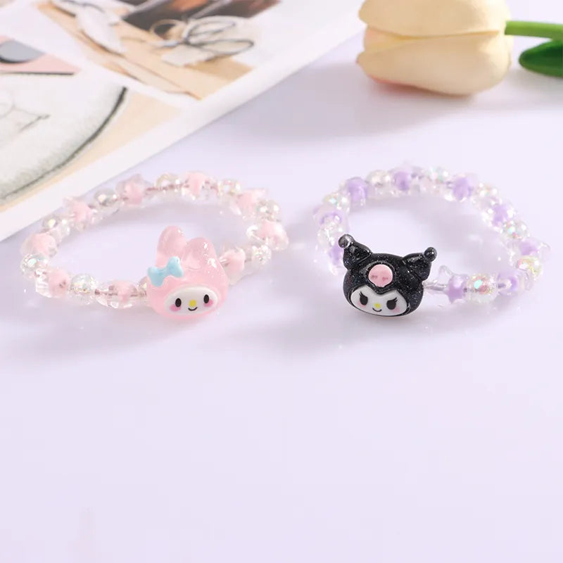 Anime Sanrio Crystal Bracelet - Kuromi My Melody Cinnamoroll Cartoon Couple Leather Band