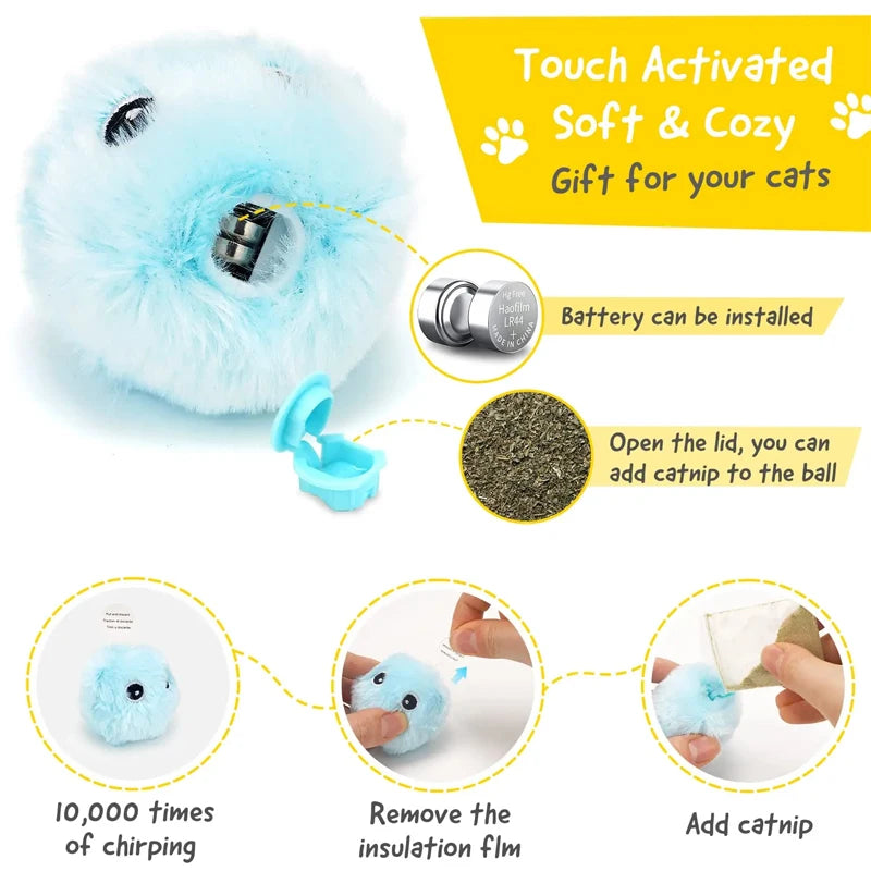 Electric Cat Toy Interactive Ball Catnip Squeaky Toys For Cats Chase Interesting Kitten Toy Not Boring Pet Accessories