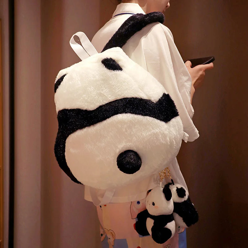 Kawaii Simulation Panda Plush Large Capacity Backpack Soft Plush Bear Toy Doll For Children Birthday Christmas Elegant Gift