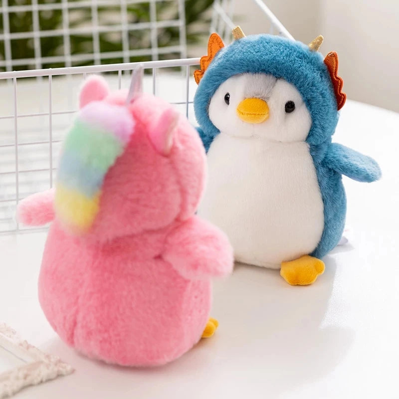 1pc Kawaii Penguin Plush Toys Soft Stuffed Penguin with Unicorn /Dinosaur/Rabbit Costume Toys For Baby Girls Birthday Gift Party