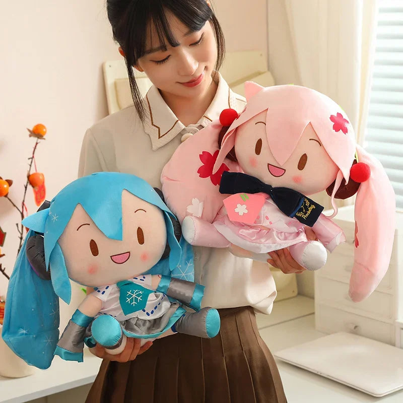 6Styles Cartoon Hatsune Miku Plush Toy New Bow Miku Preciality Sakura Hatsune Miku Plushies Sleeping Doll Soft Gifts Girl