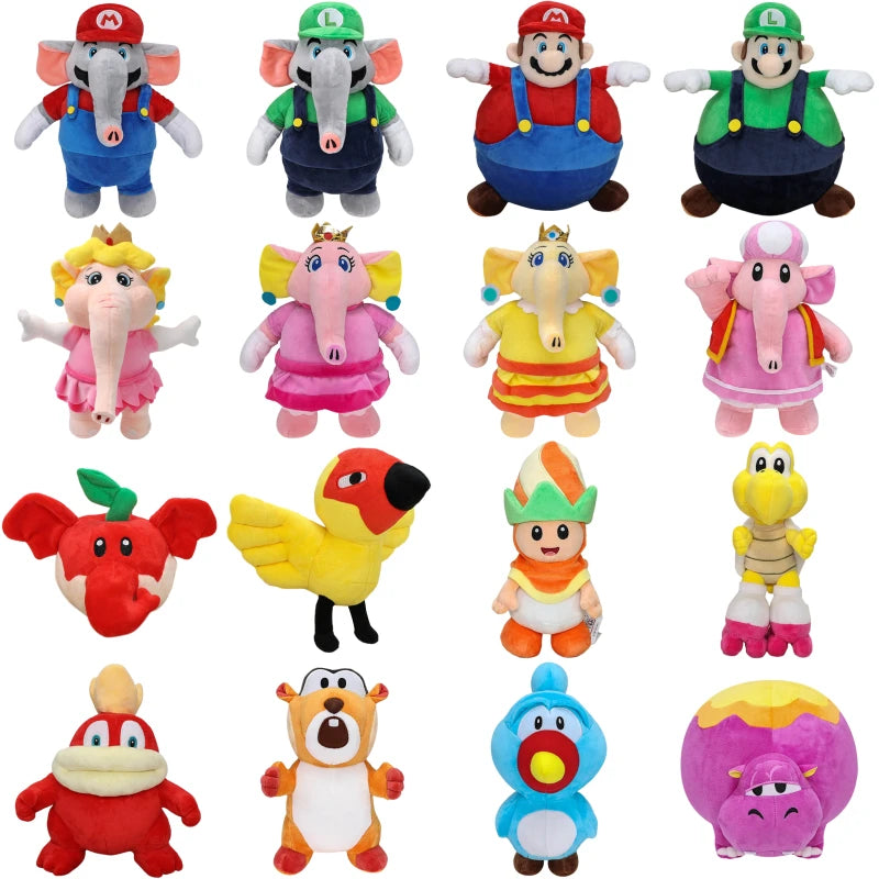 Kawaii Elephant Mario Luigi Princess Peach Daisy Toadette Soft Plush Toys Poplin Fire Spike Rolla Koopa Condart Pleuche Dolls