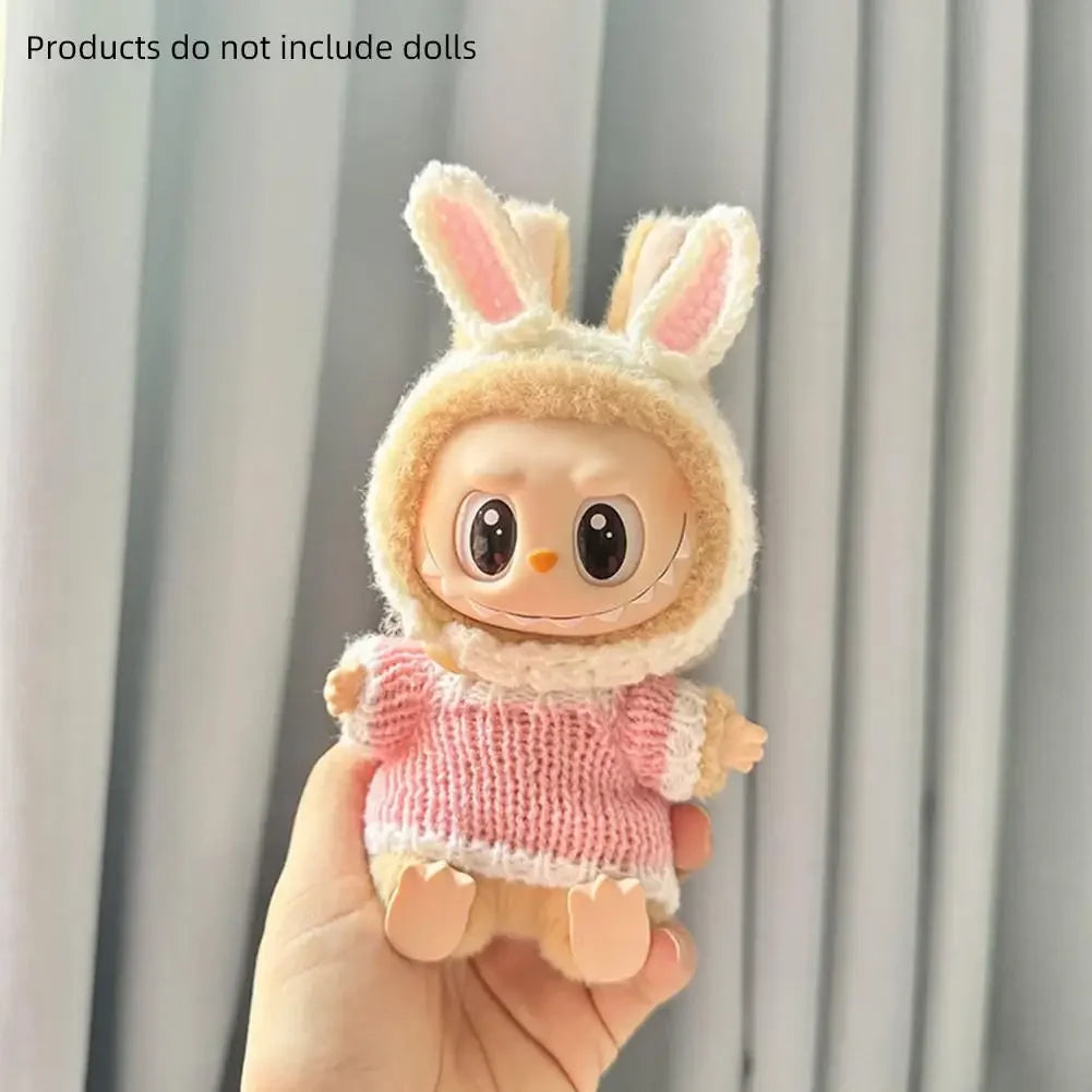 For 17cm labubu/Crybaby cloth doll accessories winter sweater outfit Hoodies Doll Clothes for labubu DIY