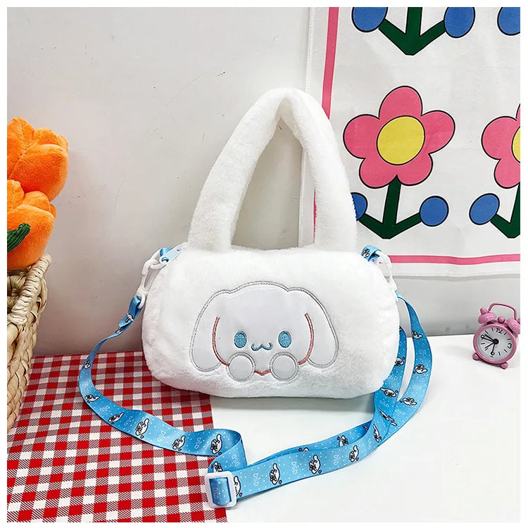 Kawaii Sanrio Plush Bag Kuromi Cinnamoroll Shoulder Ba Anime Plushies Handbag My Melody Messenger Backpack Phone Storage Gifts