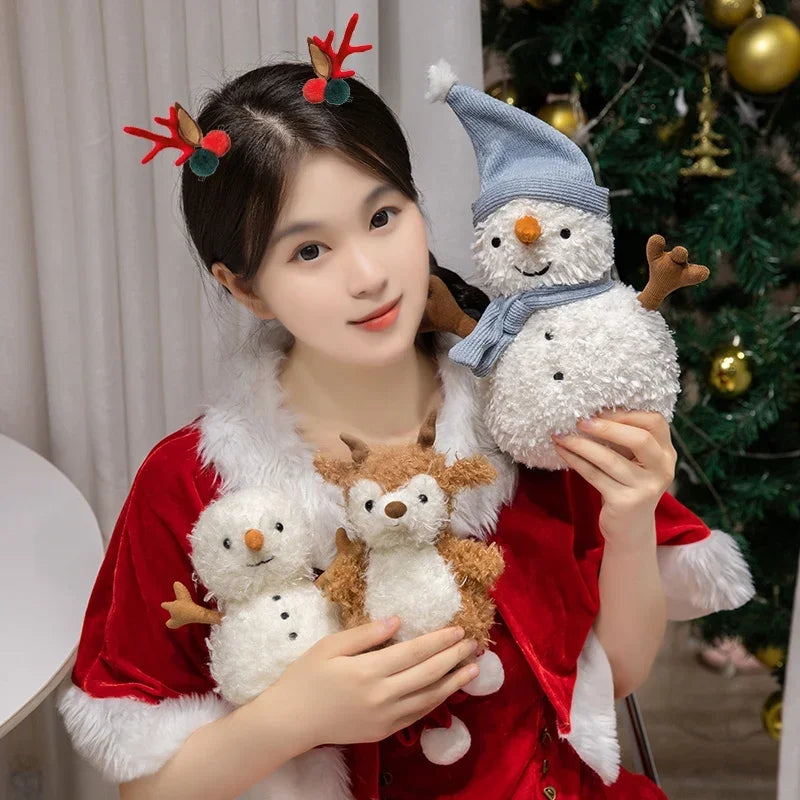 New Cartoon Christmas Series Plush Doll Christmas Tree Elk Scarf Snowman Plush Toy Home Decoration for Girls Holiday Xmas Gifts