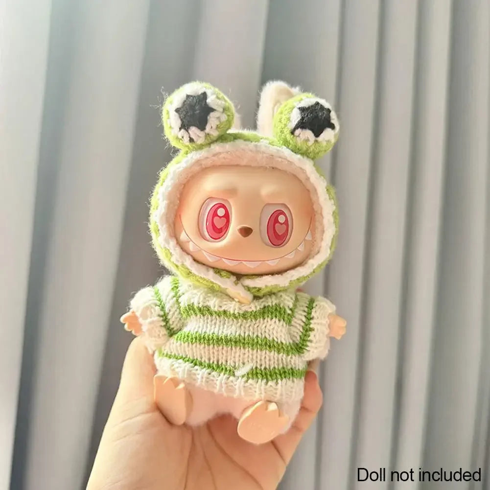 For 17cm labubu/Crybaby cloth doll accessories winter sweater outfit Hoodies Doll Clothes for labubu DIY