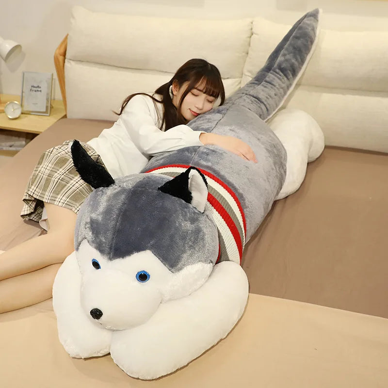 Giant Soft Kawaii Husky Dog Plush Toys Cute Stuffed Animals Long Sleep Pillow Doll For Kids Girlfriend Birthday Gift Home Decor