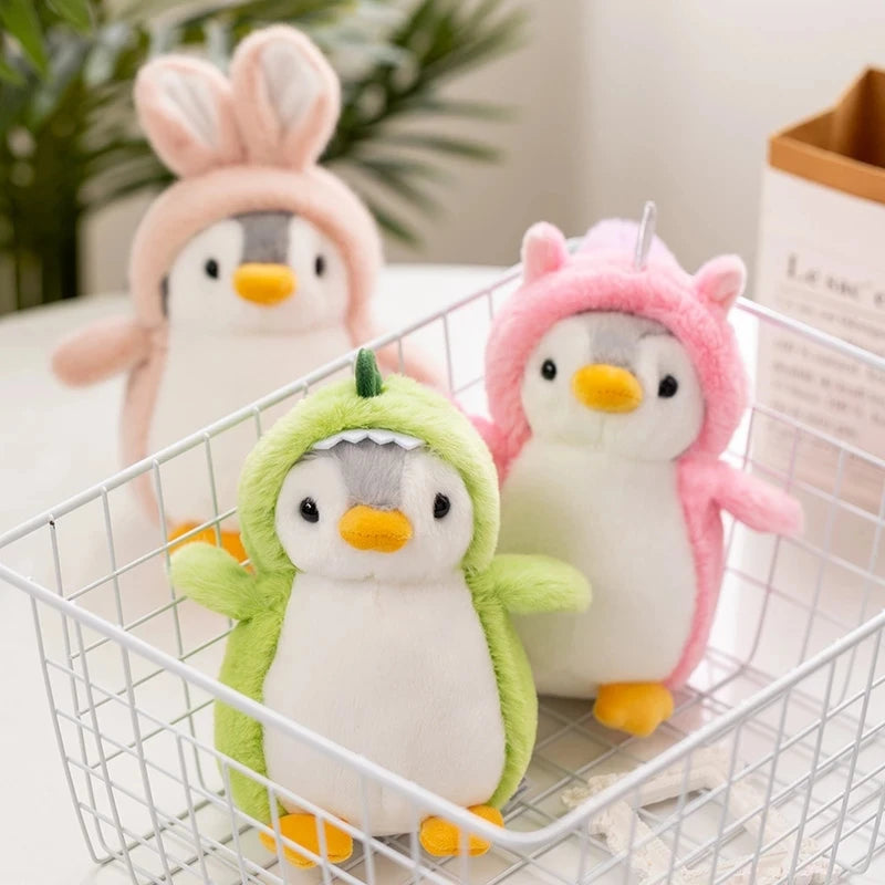 1pc Kawaii Penguin Plush Toys Soft Stuffed Penguin with Unicorn /Dinosaur/Rabbit Costume Toys For Baby Girls Birthday Gift Party