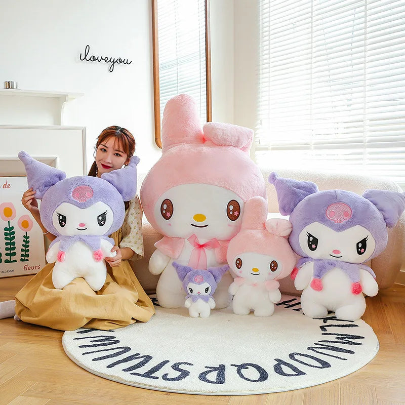 25CM Sanrio Plush Dolls Cute Plush Toys Kuromi Melody Cartoon Plush Stuffed Toys Soft Pillow Plushies Doll Birthday Gifts Girls