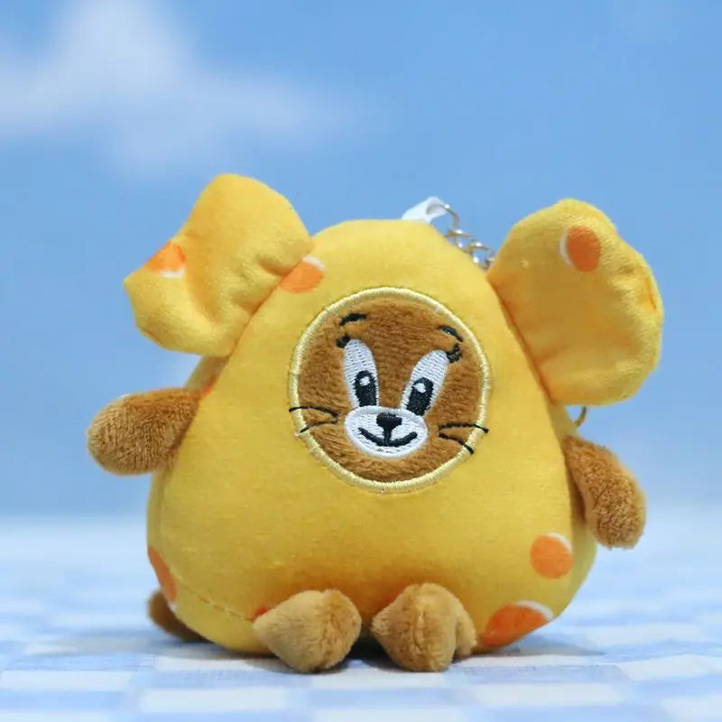 Cartoon Tom And Jerry Plush Key Ring Childhood Classics Anime Figure Cheese Cat Pendant Stuffed Keychain Soft Doll Toys Kid Gift