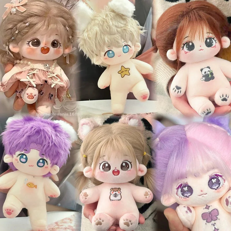 20cm Kawaii Plush Cotton Doll Idol Stuffed Super Star Figure Dolls No Attribute Fat Body Crying Doll Can Change Clothes Gift