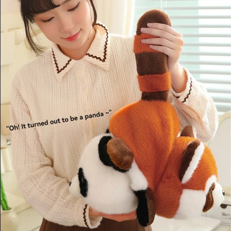 New Flip Panda Plush Toy Kawaii Turn Panda Into Ailurus Fulgens Doll Children Stuffed Reversible Animal Pillow Doll Toy for Kids