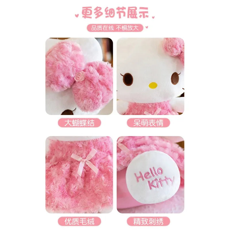 35/50CM Sanrio Hello Kitty Melody Cat Plush Toy Rose Skirt Cartoon Plushie Doll Soft Stuffed Anime Pillow Girls Birthday Gifts