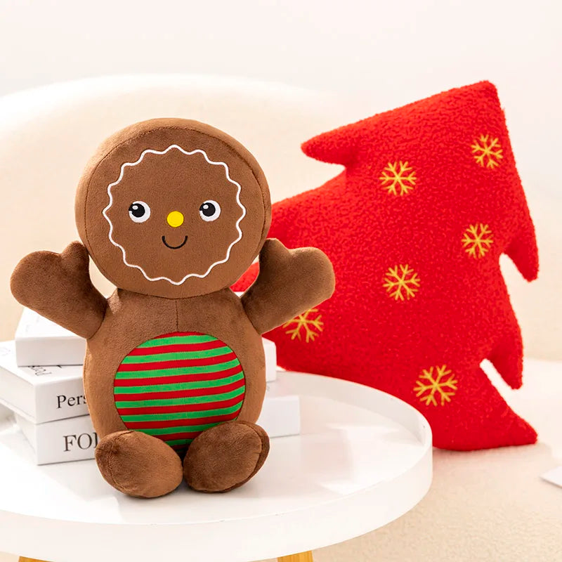 Christmas Decoration Plush Toys Cute Gingerbread Man Plushie Toy Biscuit Man Doll Cartoon Soft Anime Pillow Home Decor Kids Gift