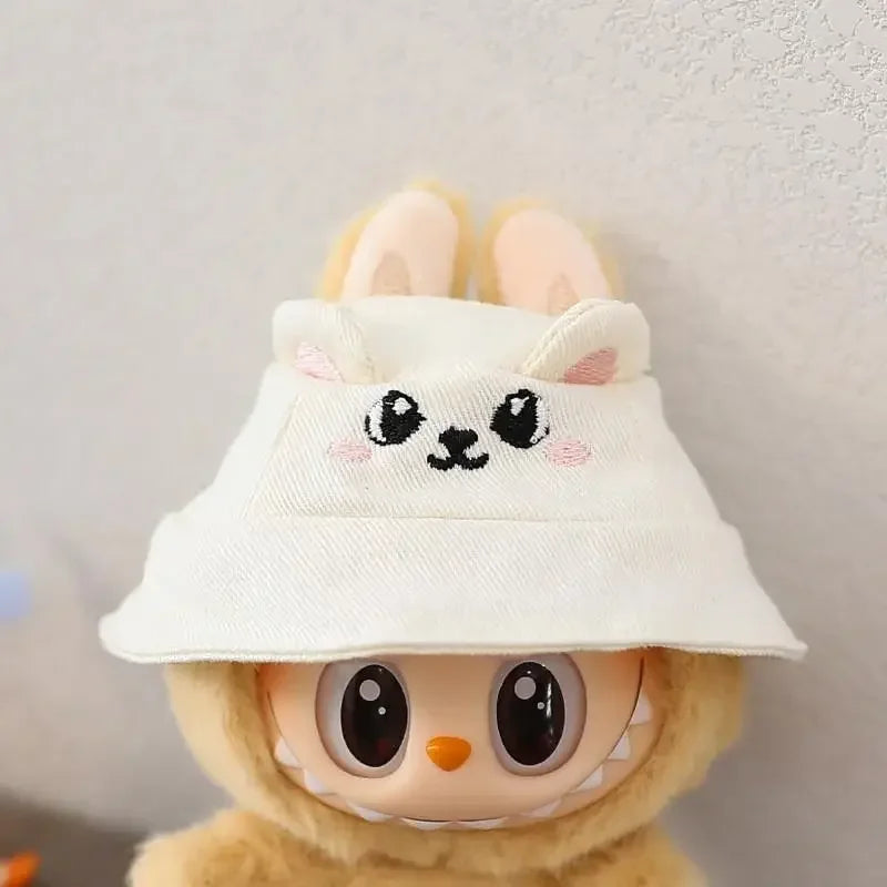 For 17cm LABUBU hat sit party macaron outfit doll bucket Hat Cute Doll Accessories Kids Girls Toys