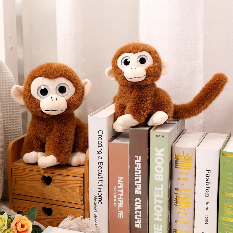 Simulation Big-eyed Smile Monkey Plush Toy Soft Stuffed Long Tail Monkey Doll Home Decoration Birthday Gift For Children