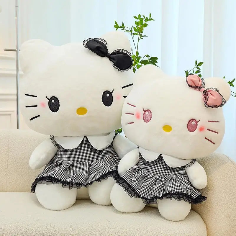 Sanrio Dark KT Cat Plush Toy Katie Cat Doll Stuffed Anime Doll Cartoon Cute Little Cat Puppet Doll Children's Gift Children Toys