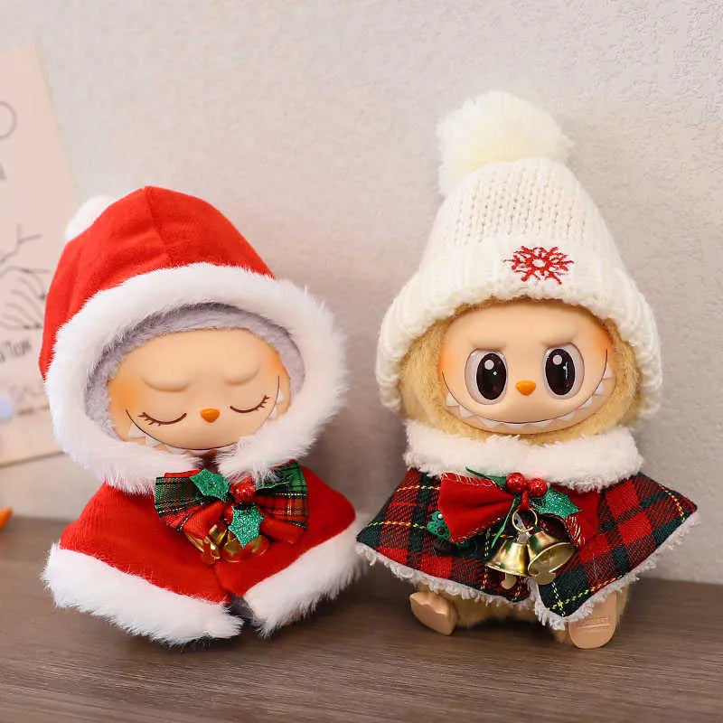 For 15 CM Labubu dresses-up winter sweater set doll clothes Kawaii Cute Doll Accessories Kids Toys for labubu Christmas gift