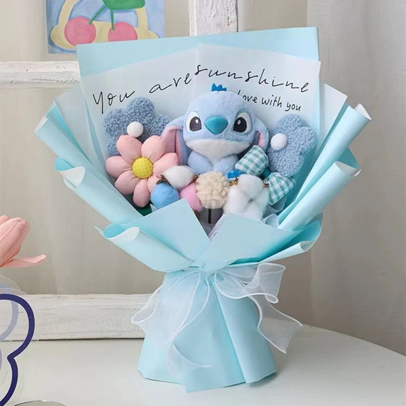 Anime Stitch Winnie Plush Bouquet Stuffed Super Soft Kids Doll Home Decoration Christmas Birthday Valentine Halloween Gifts